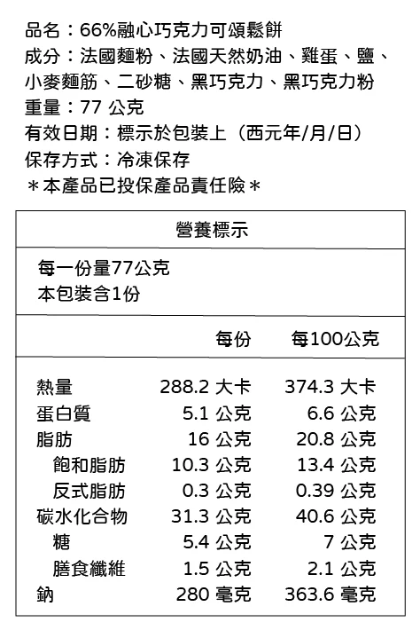 營養標示 巧克力